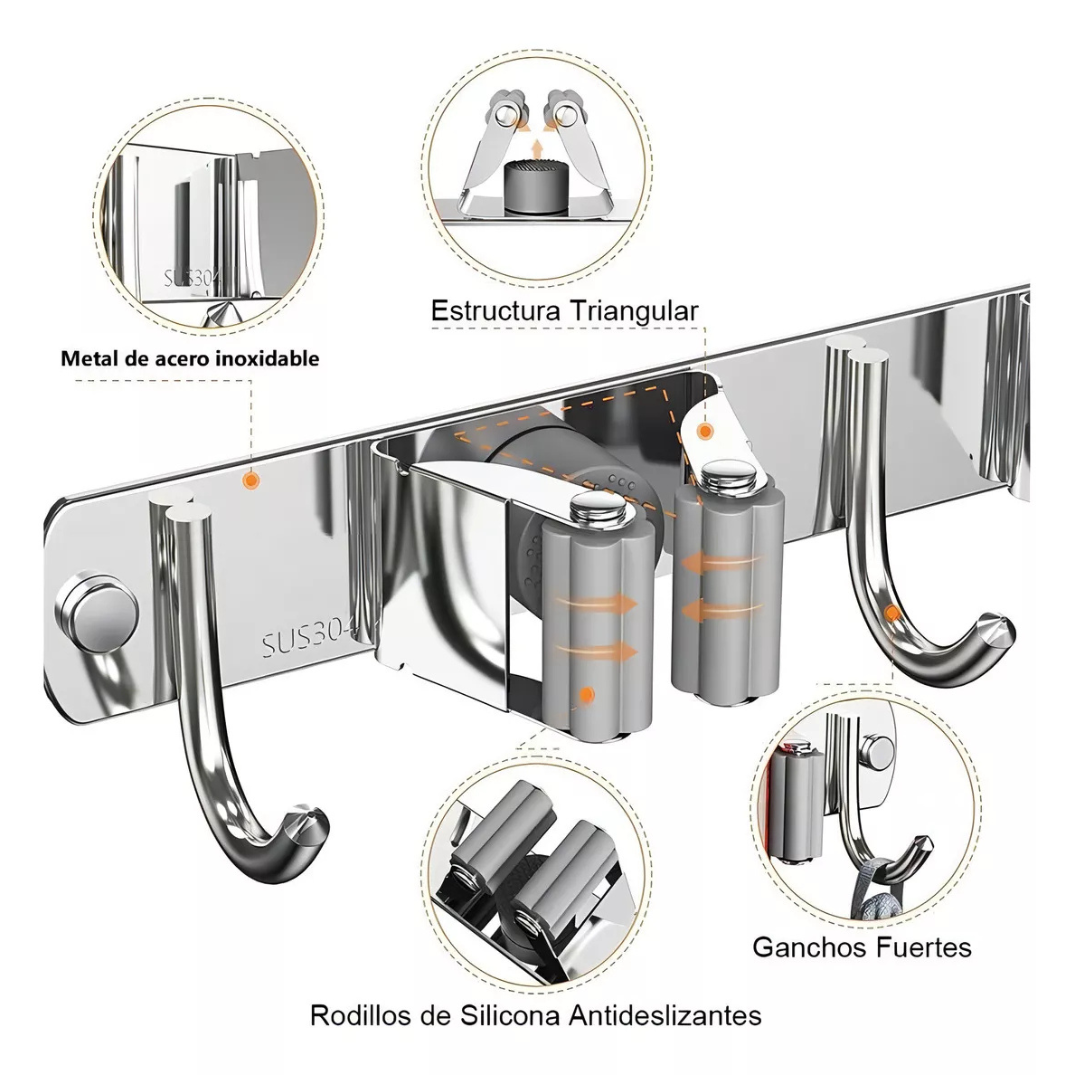 Organizador de Escobas de Acero con 50% de DESCUENTO
